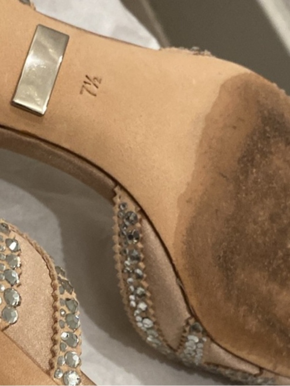 Badgley Mischka Nude Crystal Embellished Pointed Toe Heels - Picture 7 of 11